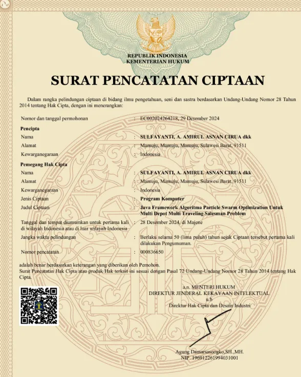 Java Framework Algoritma Particle Swarm Optimization Untuk  Multi Depot Multi Traveling Salesman Problem