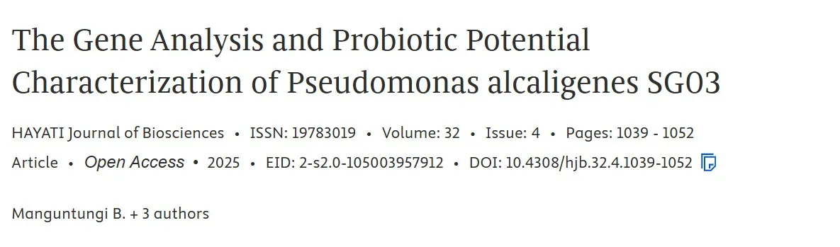 The Gene Analysis and Probiotic Potential Characterization of Pseudomonas alcaligenes SG03