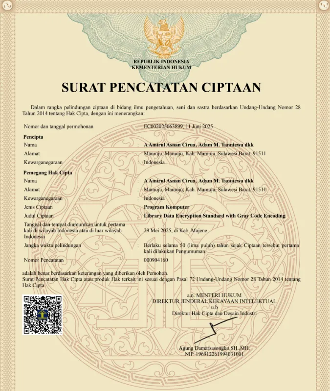 Library Data Encryption Standard with Gray Code Encoding