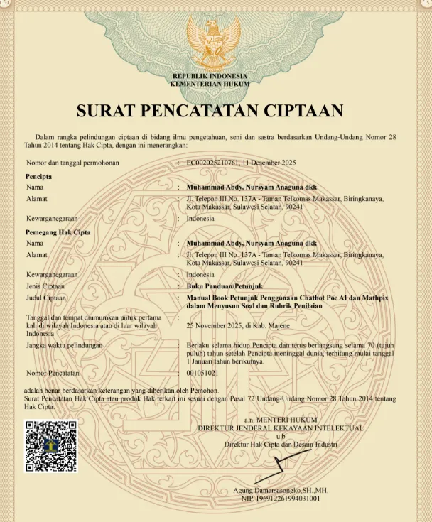 Manual Book Petunjuk Penggunaan Chatbot Poe AI dan Mathpix  dalam Menyusun Soal dan Rubrik Penilaian