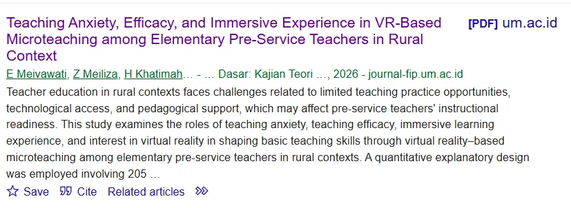 Teaching Anxiety, Efficacy, and Immersive Experience in VR-Based Microteaching among Elementary Pre-Service Teachers in Rural Context