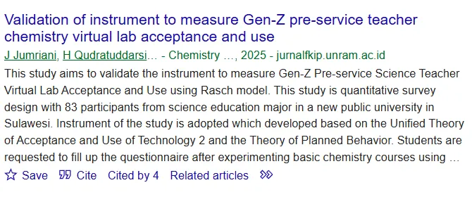 Validation of instrument to measure Gen-Z pre-service teacher chemistry virtual lab acceptance and use